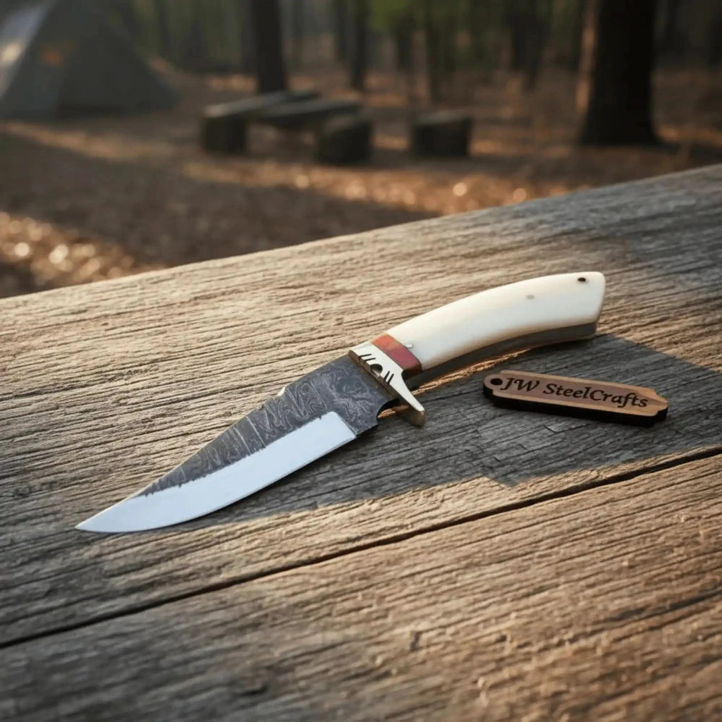 Hand Forged Knife-Steel Blade Camel Bone Handle