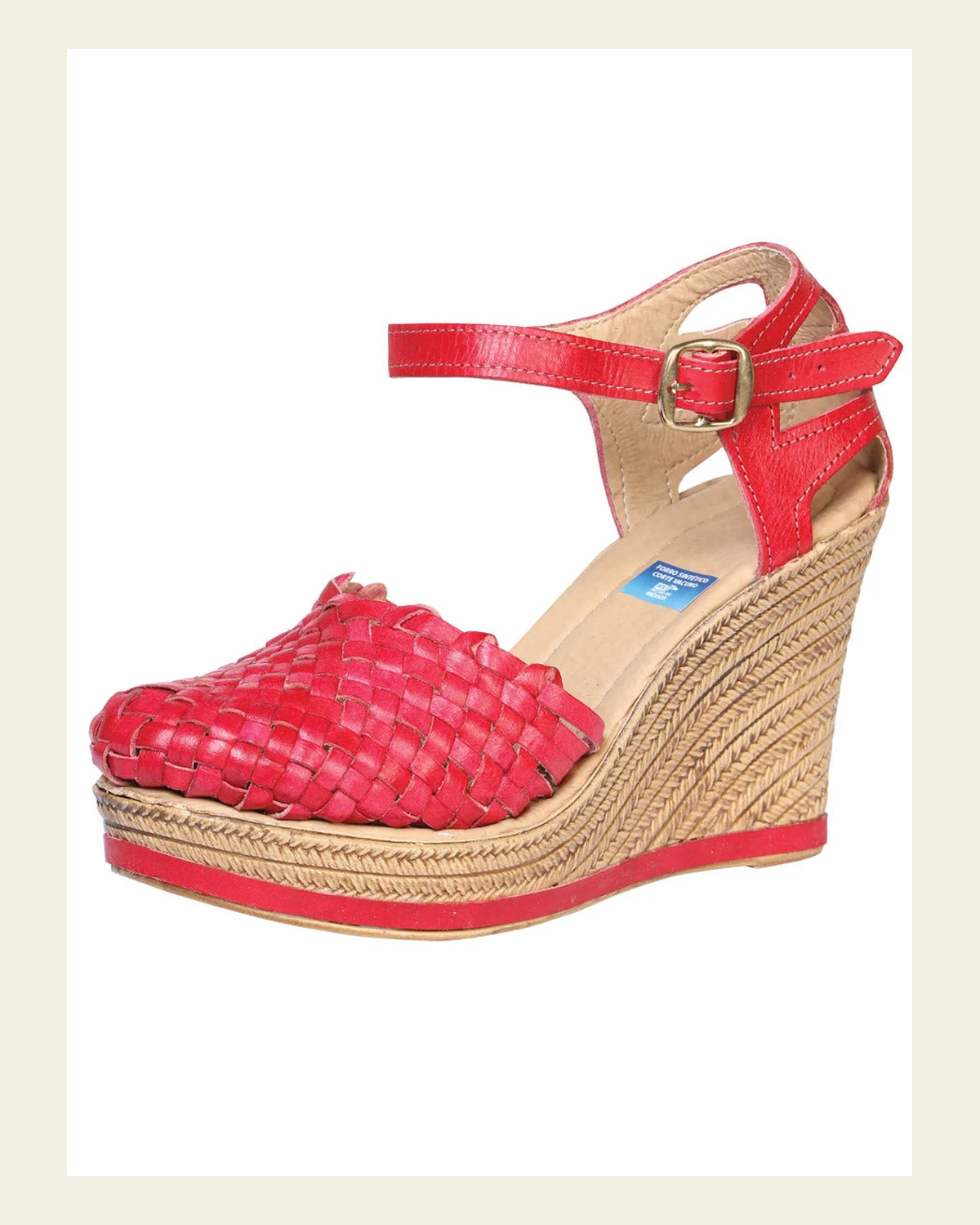 Mexican Artisanal Sandals Leather Red 601927 on a warm cream background