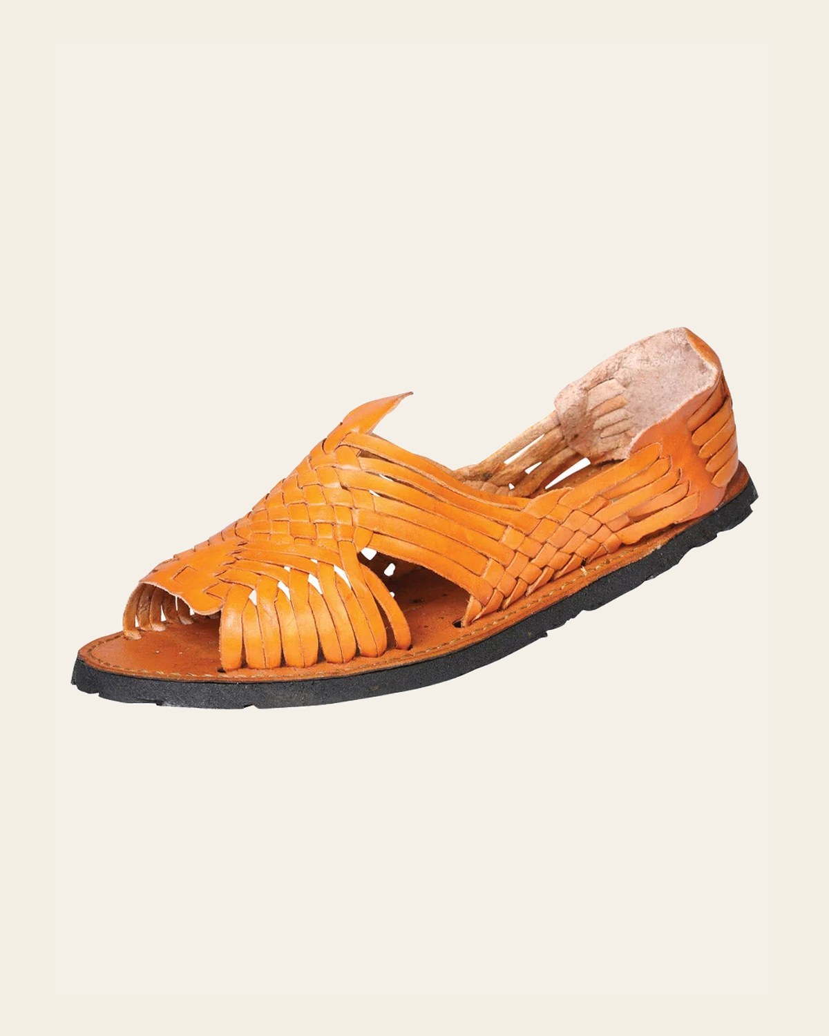 Mexican Artisanal Sandals Leather Shedron 602426 on a warm cream background