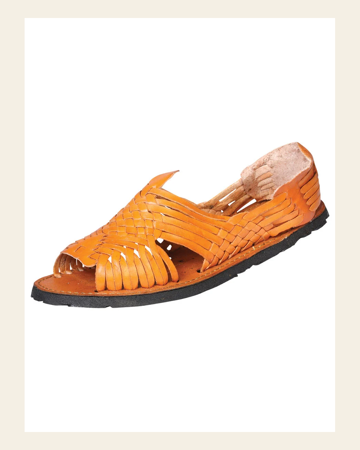 Mexican Artisanal Sandals Leather Shedron 602426 on a warm cream background