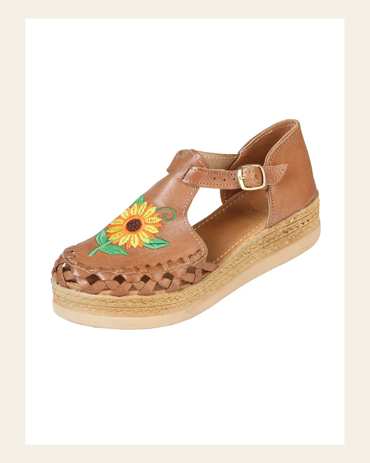 Mexican Artisanal Sandals Leather Tang 603922 on a warm cream background