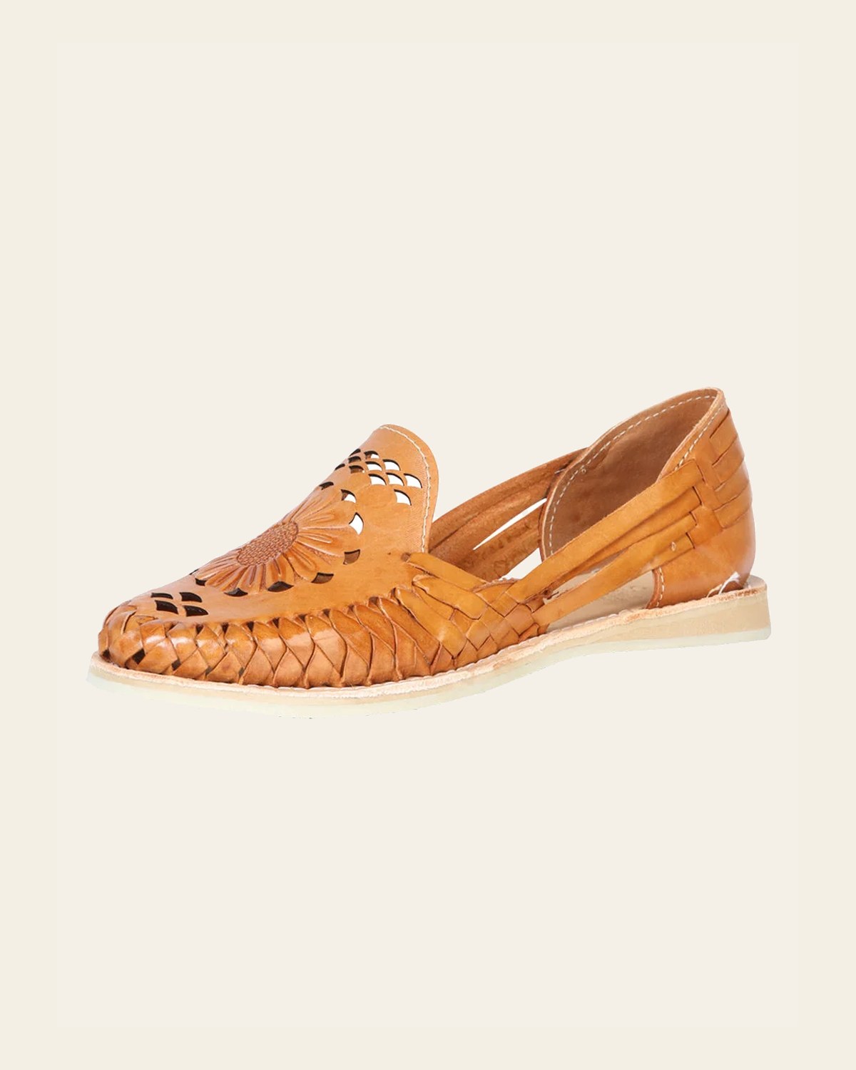 Mexican Artisanal Sandals Leather Tang 603924 on a warm cream background