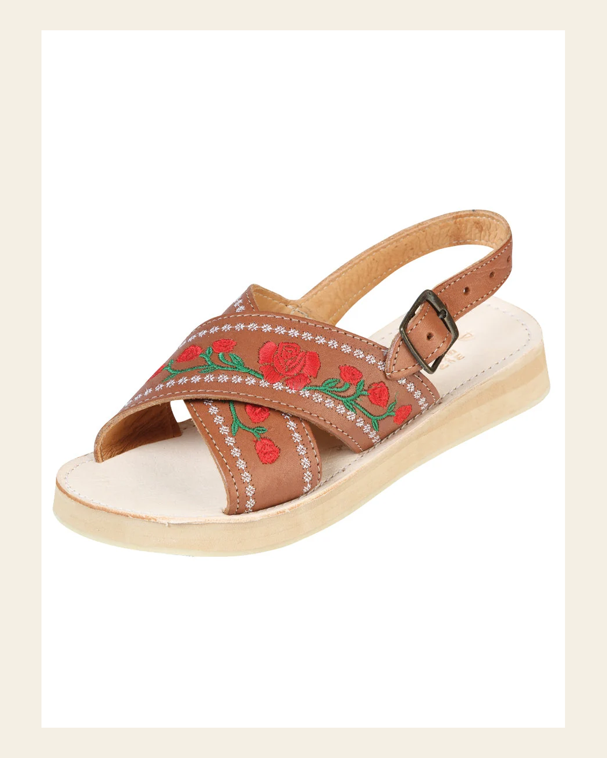 Mexican Artisanal Sandals Leather Tang 603927 on a warm cream background