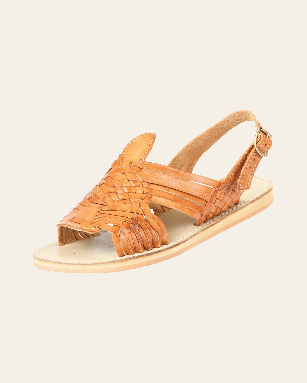 Mexican Artisanal Sandals Leather Tang 604017 on a warm cream background