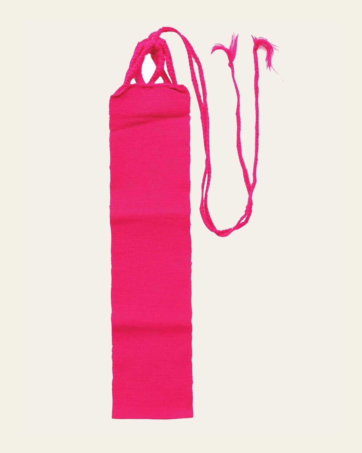 Mexican Artisanal Traditional Belt Fuchsia 601450 on a warm cream background