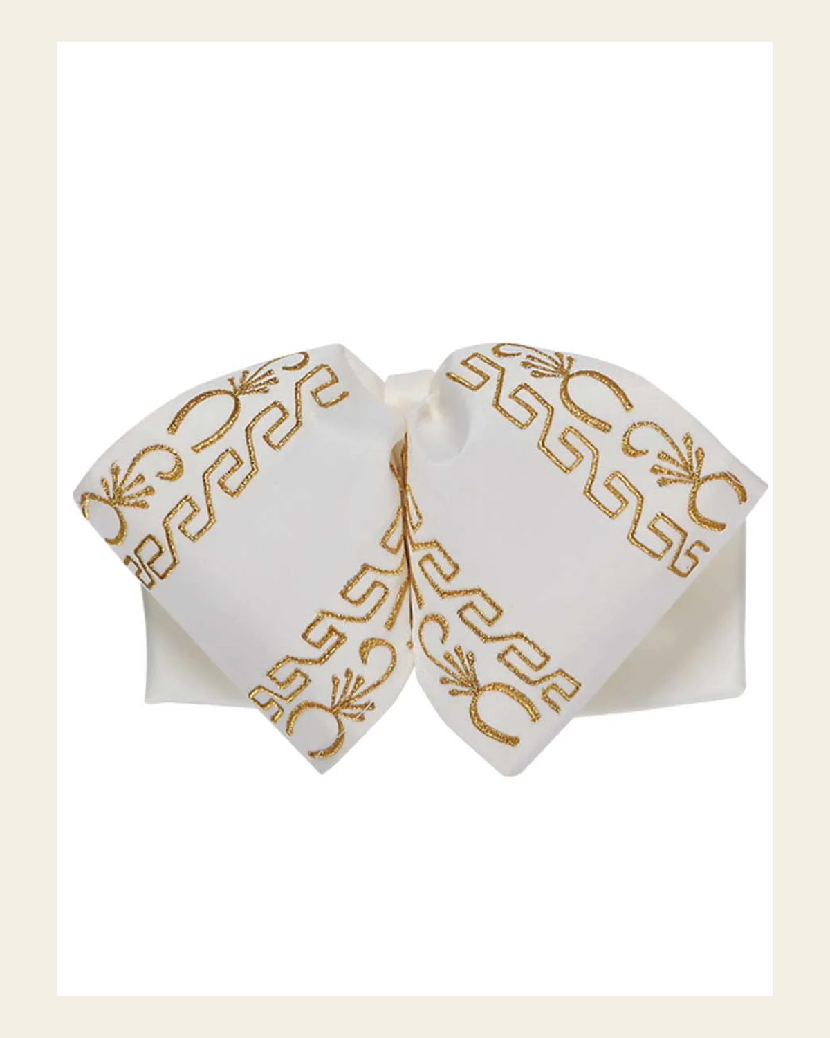 Adult Mexican Charro Bow Tie 100% Polyester Ivory/Gold 600136 on a warm cream background