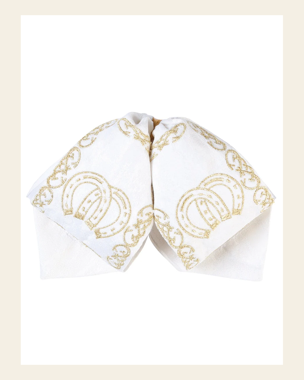 Kids Mexican Charro Bow Tie 100% Polyester Ivory/Gold 601812 on a warm cream background