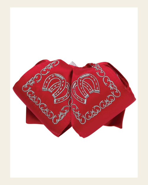 Adult Mexican Charro Bow Tie 100% Polyester Red/Silver 600128 on a warm cream background