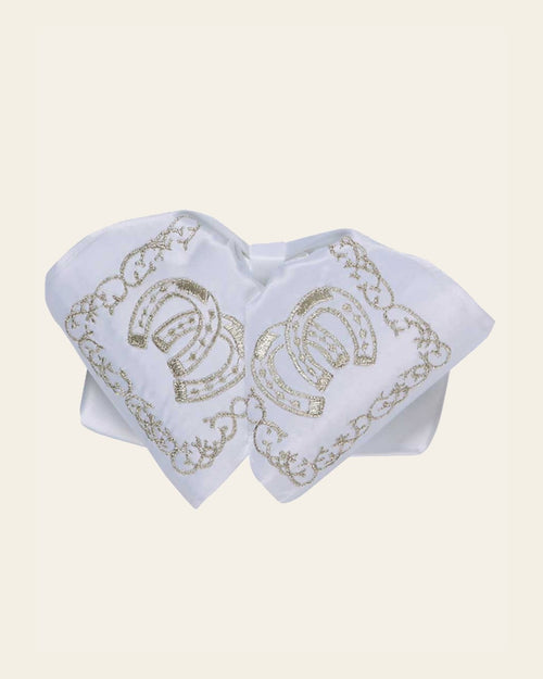 Adult Mexican Charro Bow Tie 100% Polyester White/Silver 600120 on a warm cream background