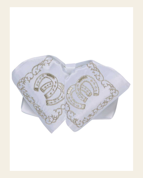 Adult Mexican Charro Bow Tie 100% Polyester White/Silver 600120 on a warm cream background