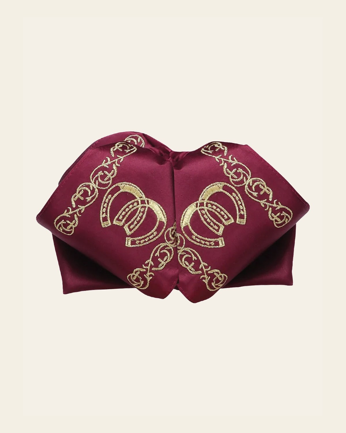 Adult Mexican Charro Bow Tie 100% Polyester Wine/Gold 601588 on a warm cream background