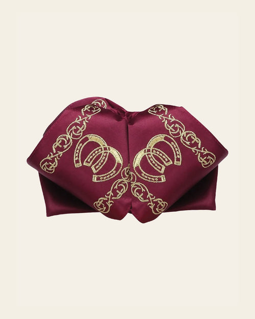Adult Mexican Charro Bow Tie 100% Polyester Wine/Gold 601588 on a warm cream background