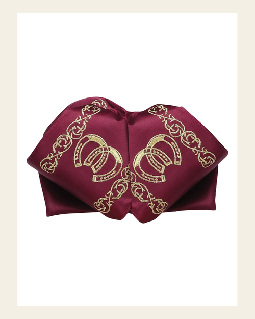 Adult Mexican Charro Bow Tie 100% Polyester Wine/Gold 601588 on a warm cream background