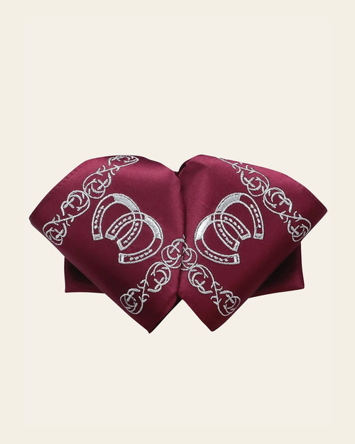 Adult Mexican Charro Bow Tie 100% Polyester Wine/Silver 601589 on a warm cream background
