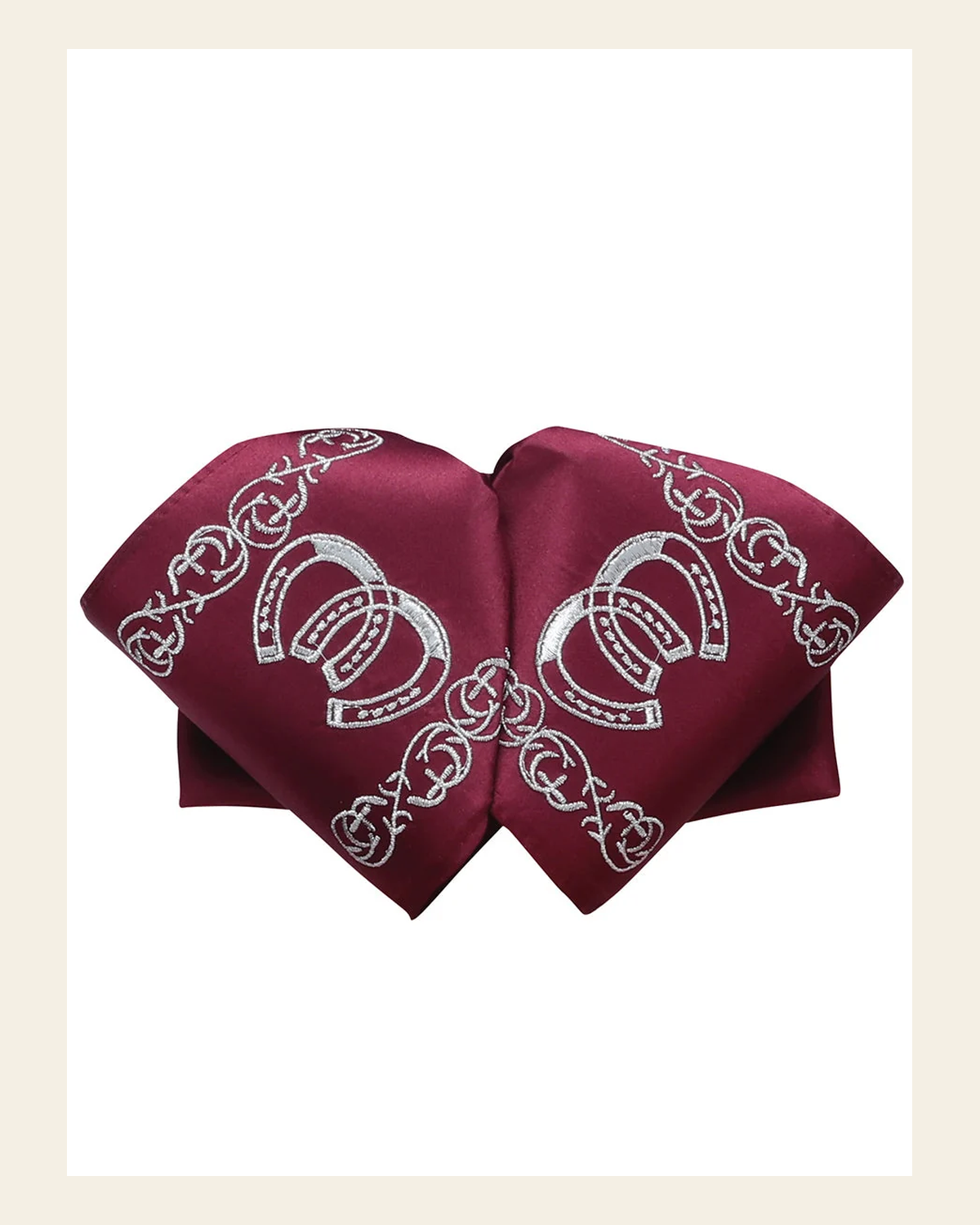 Adult Mexican Charro Bow Tie 100% Polyester Wine/Silver 601589 on a warm cream background