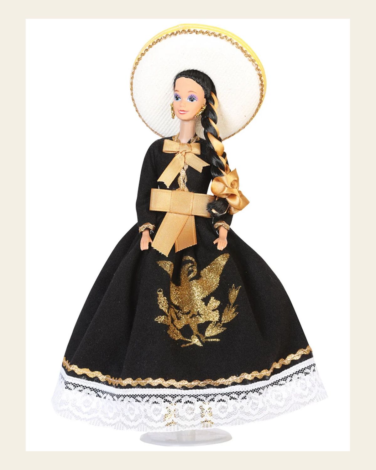 Artisanal Decorative Doll Mexican Charra Multicolor 601906 on a warm cream background
