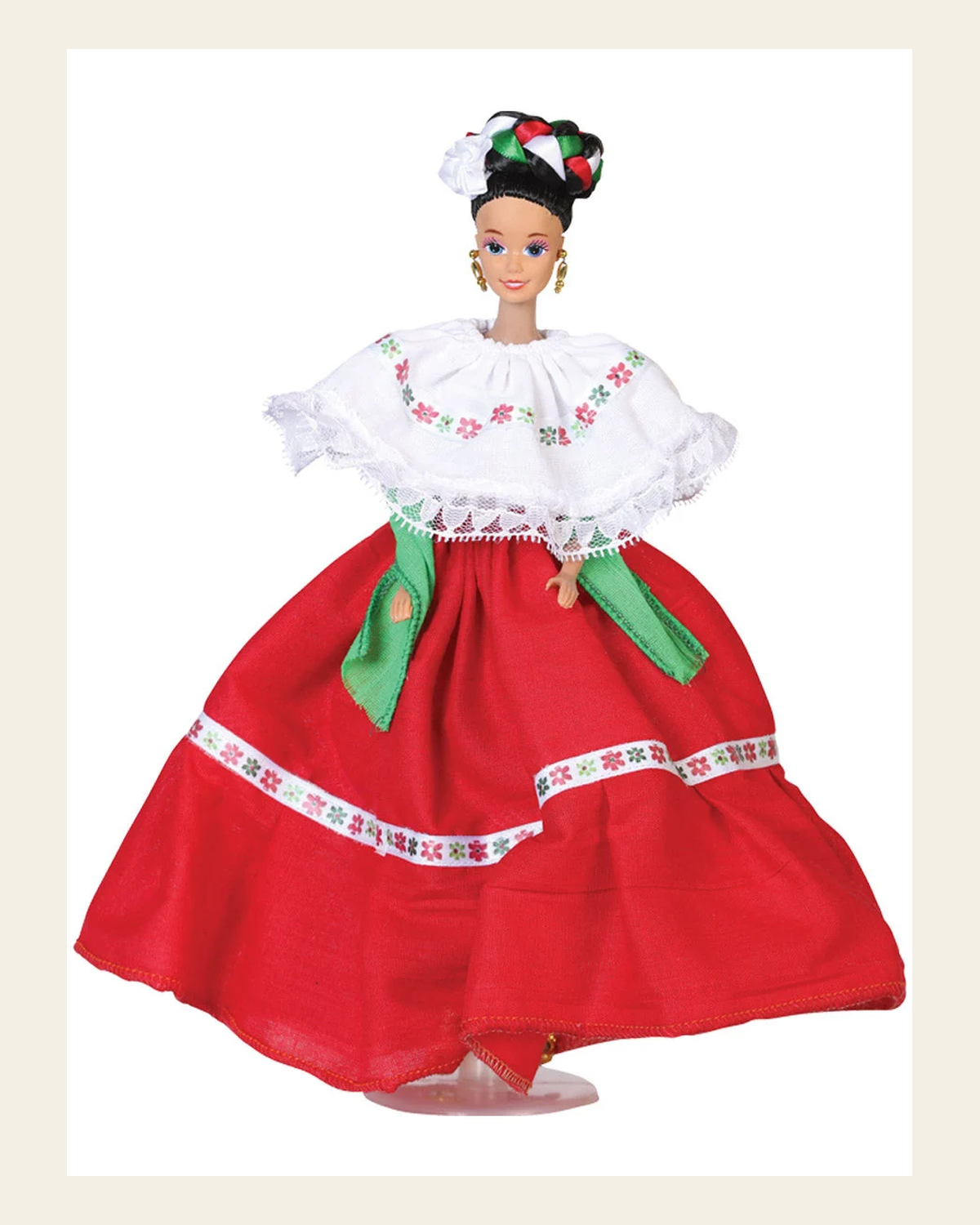 Artisanal Decorative Doll Mexican State Zacatecas Multicolor 601900 on a warm cream background