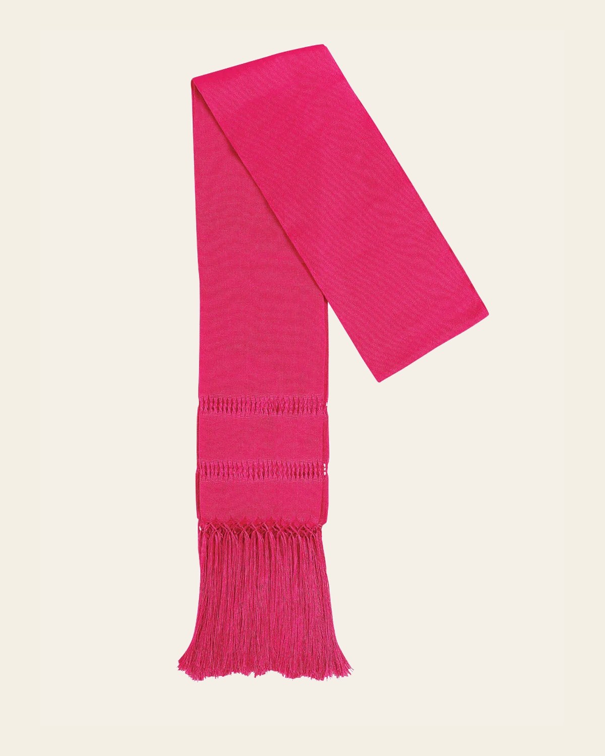 Mexican Shawl 85% Articela, 15% Polyester Fuchsia 600233 on a warm cream background
