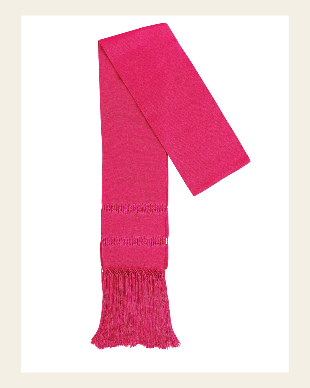 Mexican Shawl 85% Articela, 15% Polyester Fuchsia 600233 on a warm cream background
