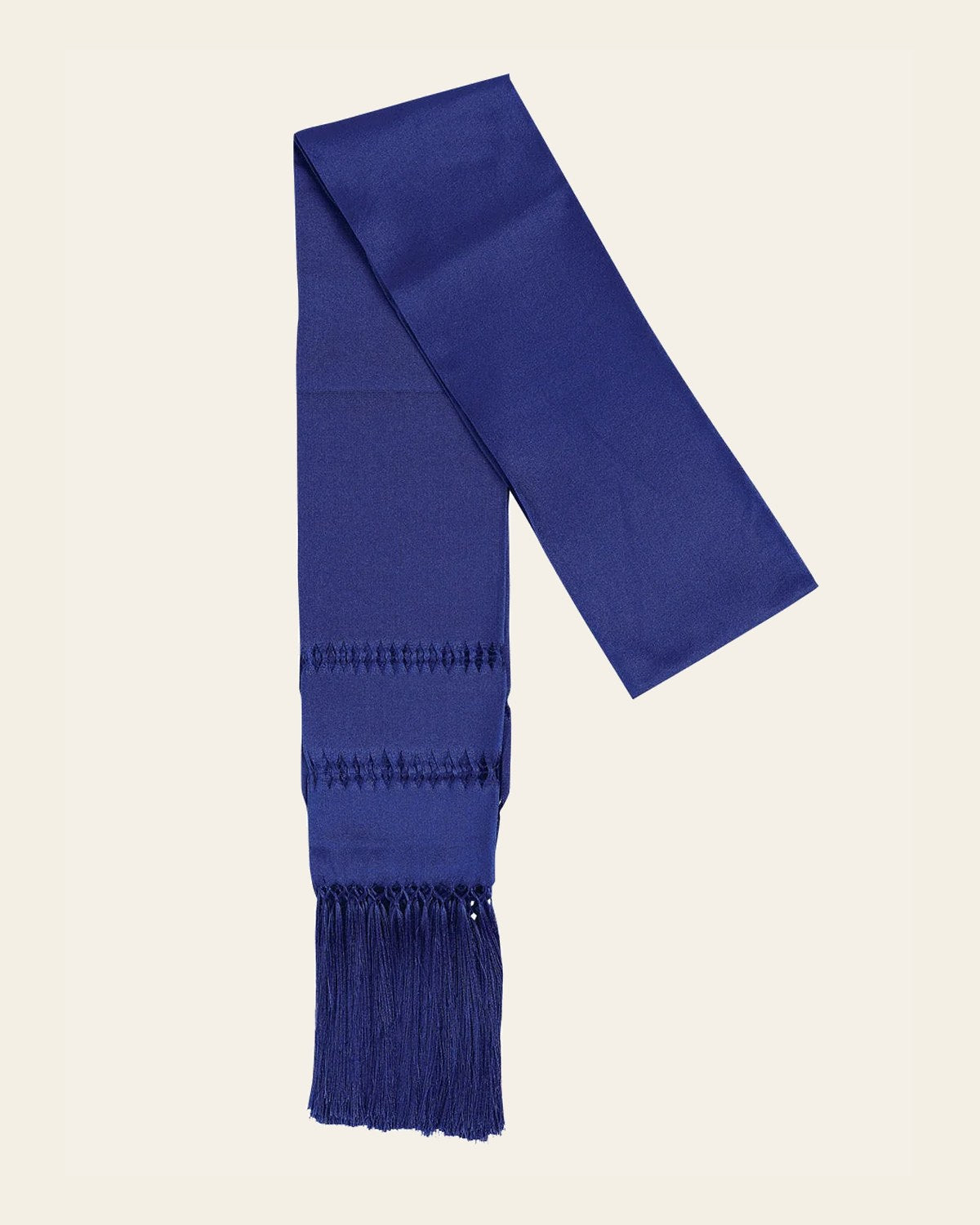 Mexican Shawl 85% Articela, 15% Polyester Royal Blue 600235 on a warm cream background