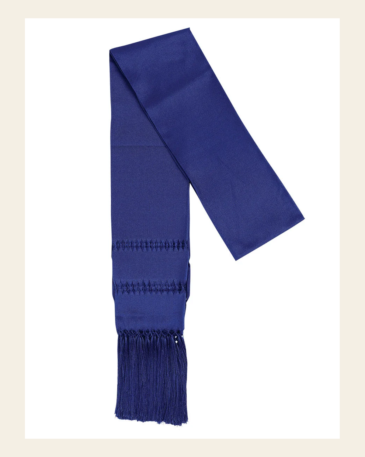Mexican Shawl 85% Articela, 15% Polyester Royal Blue 600235 on a warm cream background