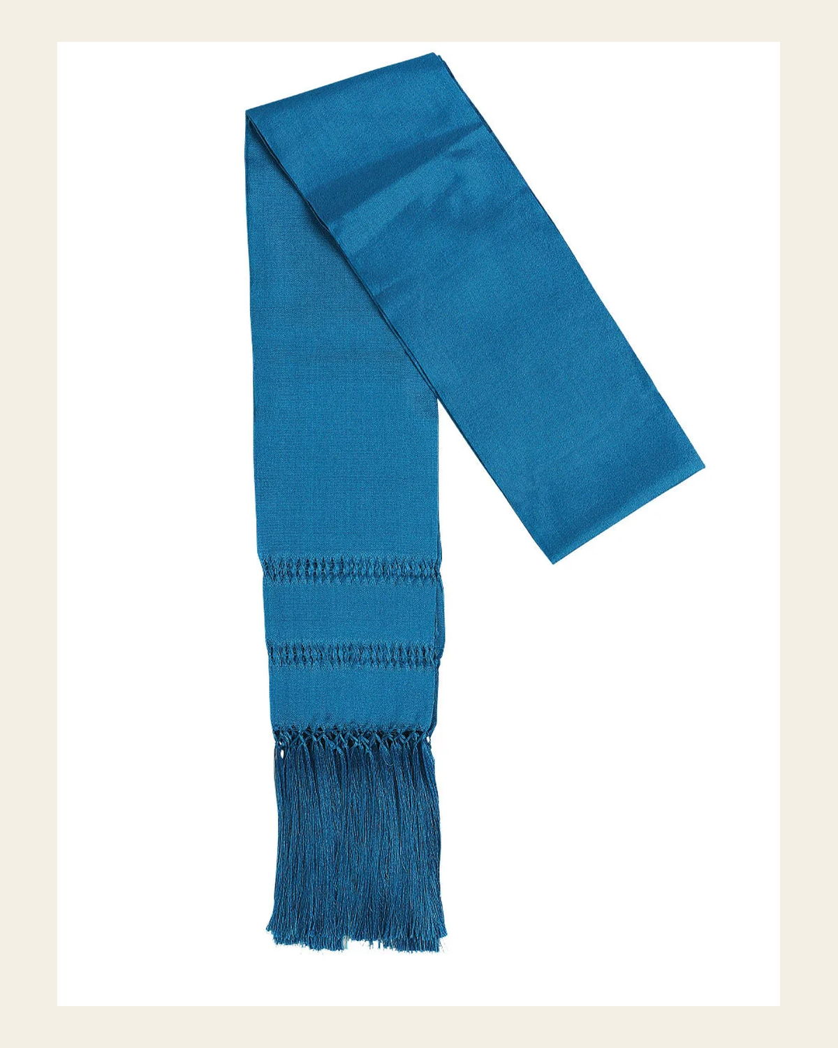 Mexican Shawl 85% Articela, 15% Polyester Turquoise 600234 on a warm cream background