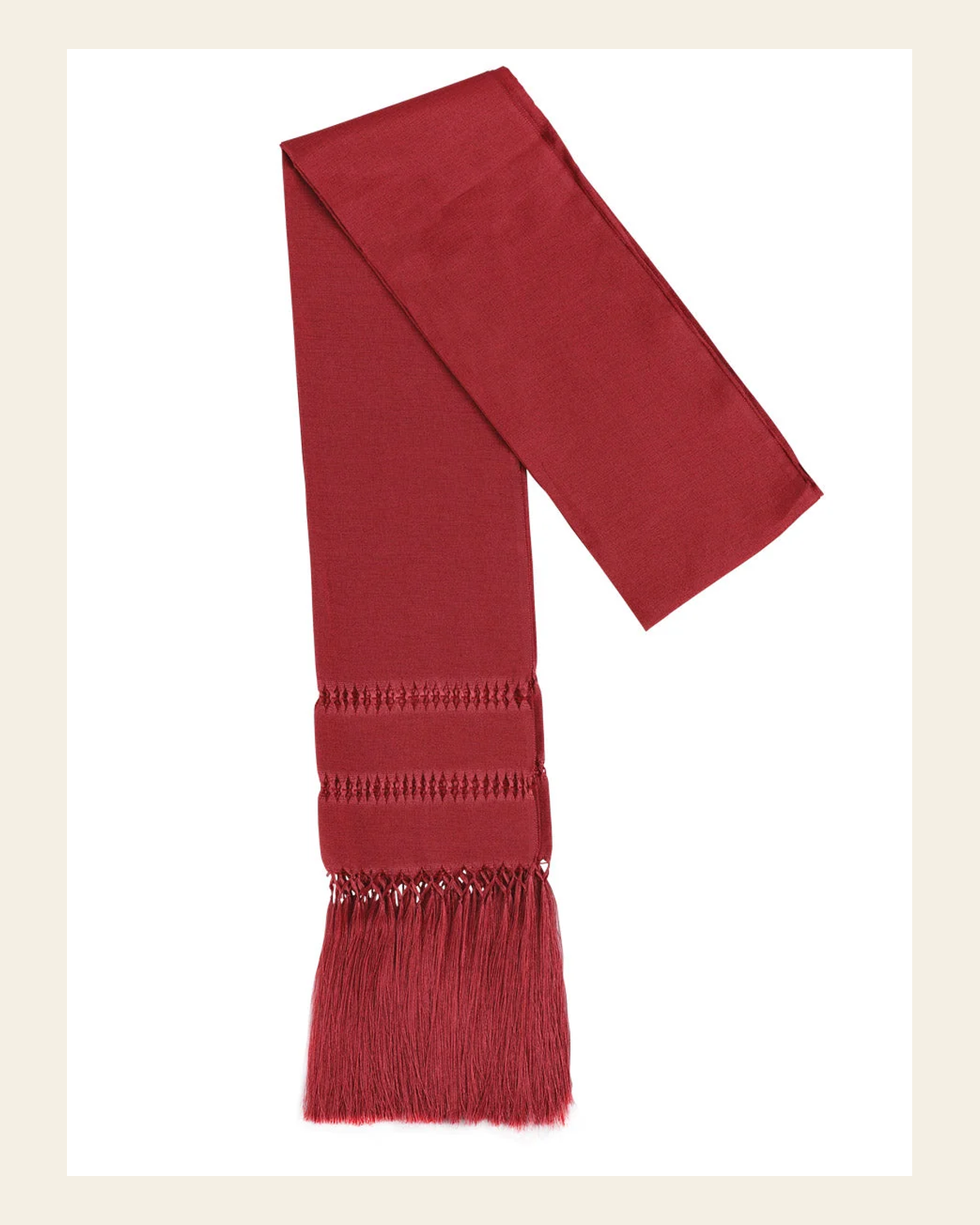 Mexican Shawl 85% Articela, 15% Polyester Wine 600228 on a warm cream background