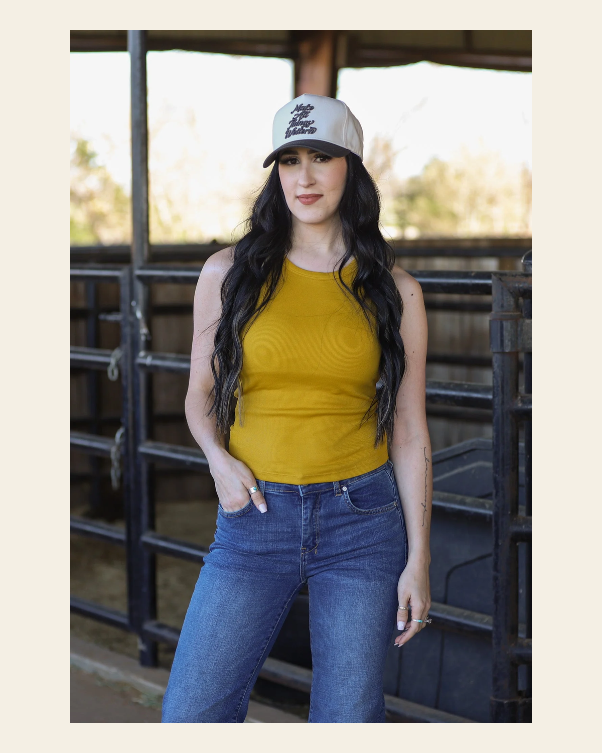 Ribbed All-in-one Tank | Mimosa on a warm cream background