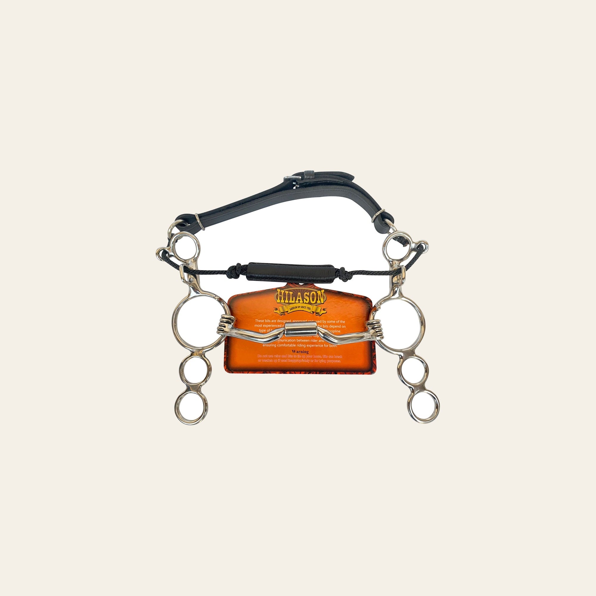 BAR H EQUINE 5 In Mouth 3 Ring Low Port Gag Bit Solid Stainless Steel w/ leather strap | Horse Bits Western Training