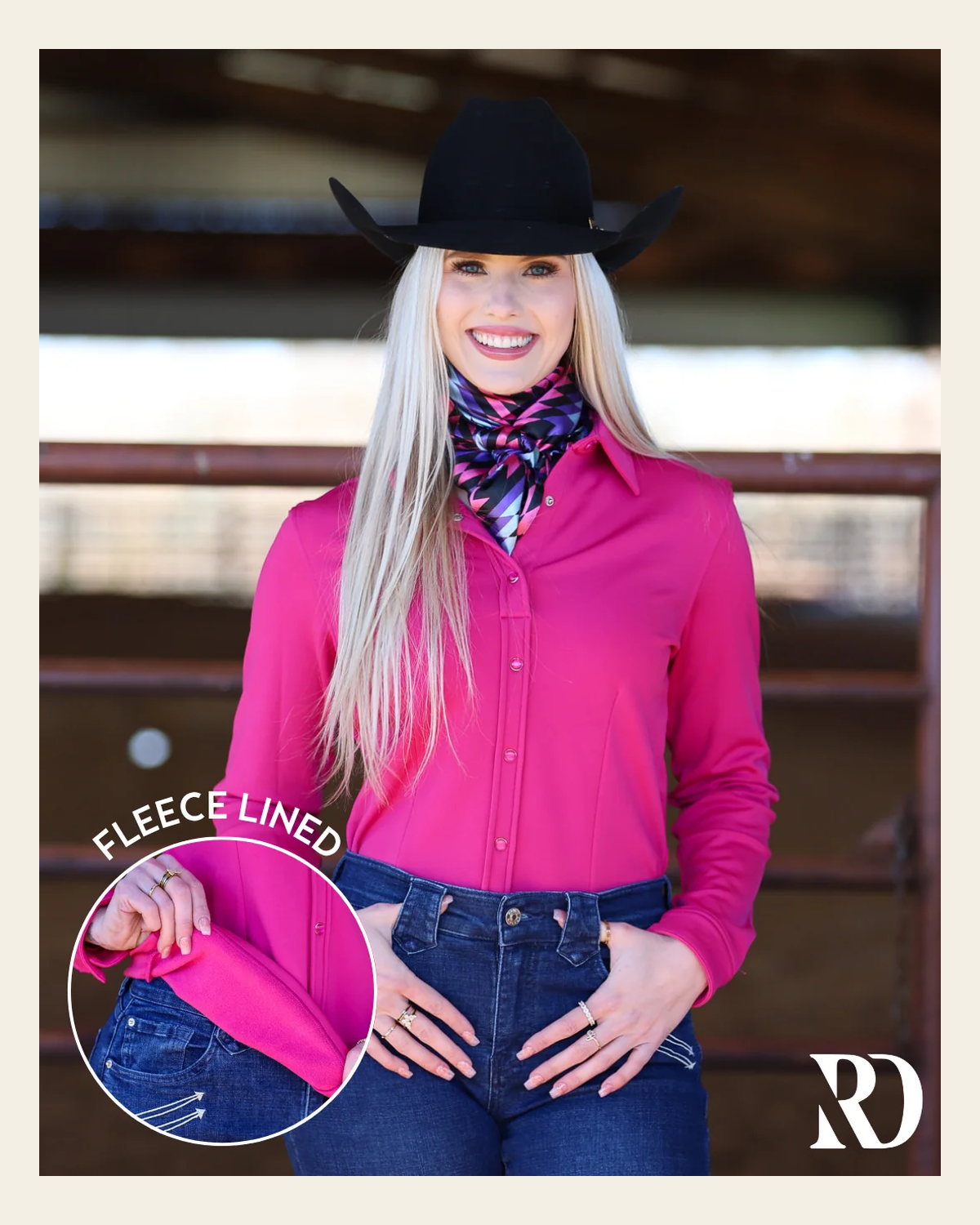 Mulberry Polar Fleece Performance Rodeo Shirt on a warm cream background