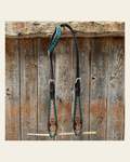 Multi Flower One Ear Headstall / Bridle #24379 on a warm cream background