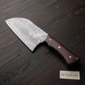 11-Inch Raindrop Damascus Chinese Vegetable Cleaver —  Rosewood Handle & Lanyard Hole