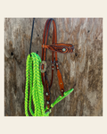 Lime Two Tone Zebra Striped Loping Hackamore #LHK100 on a warm cream background
