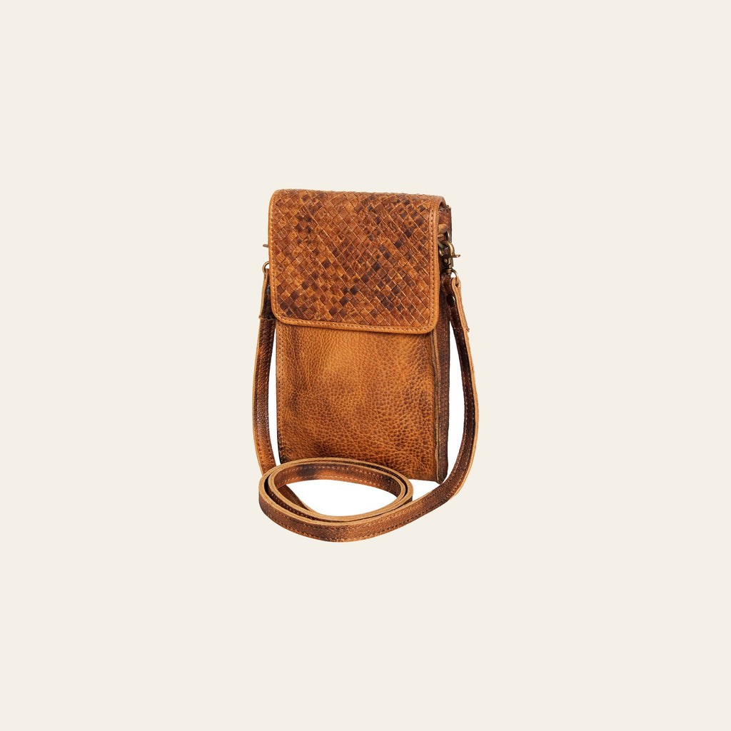 Never Mind Nmbgm134B Cell Phone Holder Vintage Handmade Genuine Cowhide Leather Women Bag Western Handbag Purse