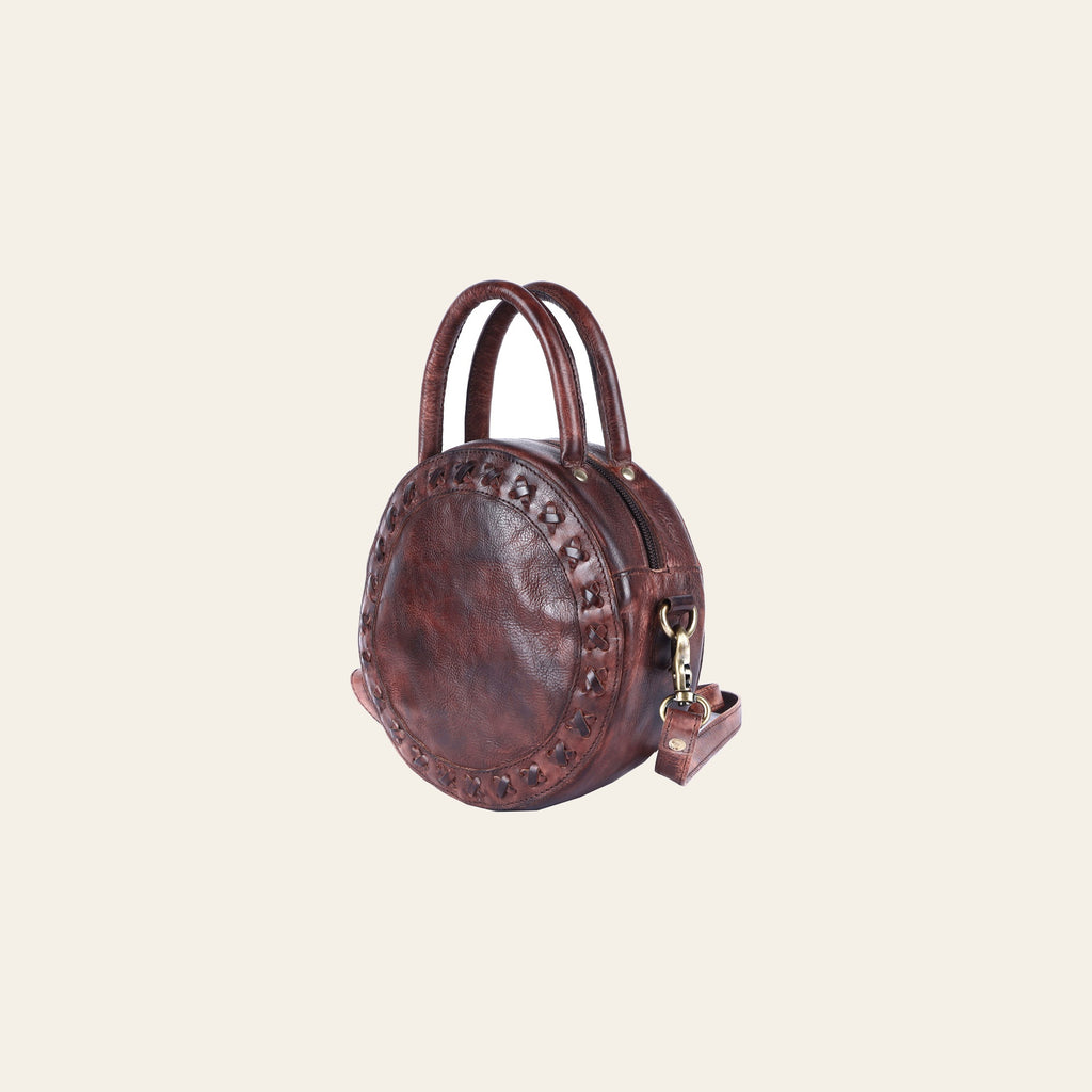 Never Mind Nmbgm136B Canteen Vintage Handmade Genuine Cowhide Leather Women Bag Western Handbag Purse
