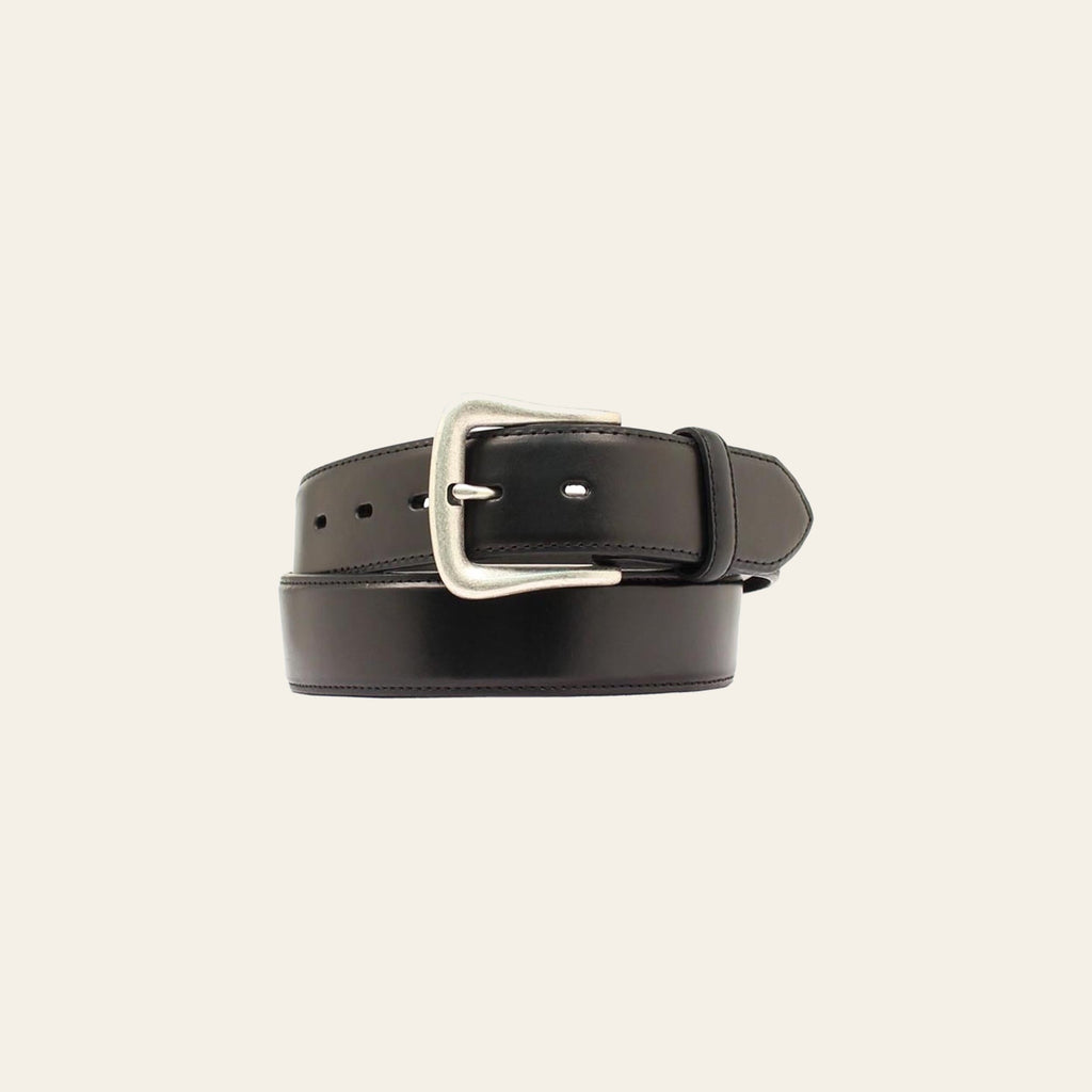 Nocona Western Belt Mens Leather Smooth Overlay Silver Buckle Black