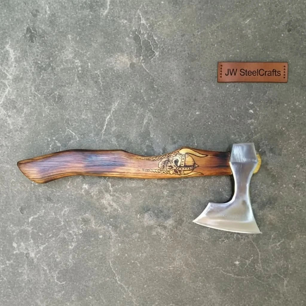 Handmade Viking Bearded Axe – Stainless Steel Head with Engraved Hardwood Handle | JW SteelCrafts