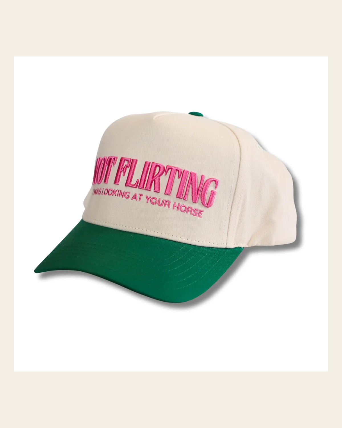 Not Flirting Hat on a warm cream background