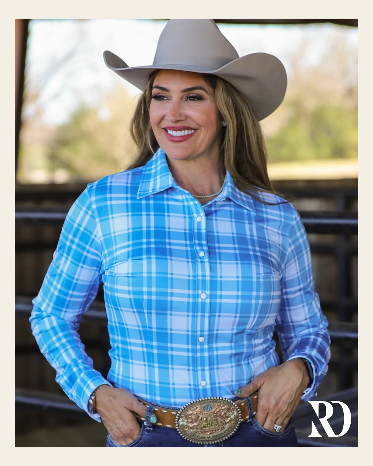 Oakdale Performance Rodeo Shirt on a warm cream background