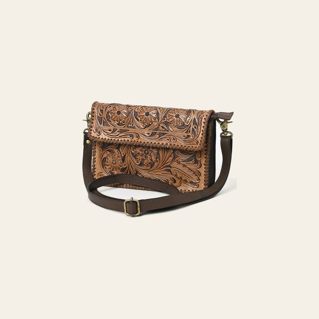 OHA119A Ohlay Western Genuine Leather Hand Tooled Women Crossbody Bags