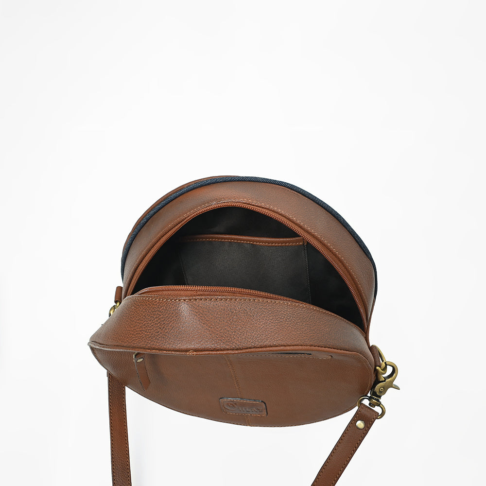 Ohlay Round Western Crossbody Bag for Women, Hand Tooled Genuine Leather Purse