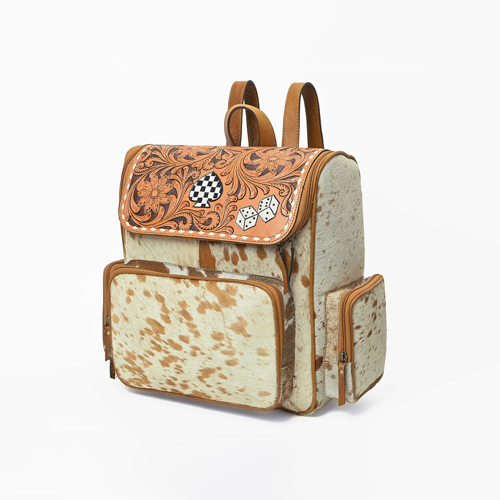 Ohlay Western Cowhide Leather Backpack for Women, Hand Tooled Genuine Leather Travel Bag