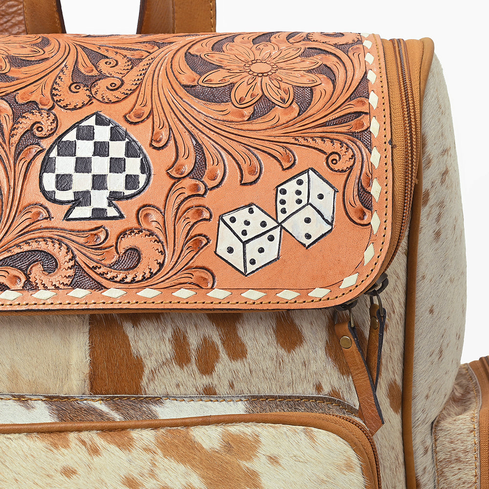 Ohlay Western Cowhide Leather Backpack for Women, Hand Tooled Genuine Leather Travel Bag
