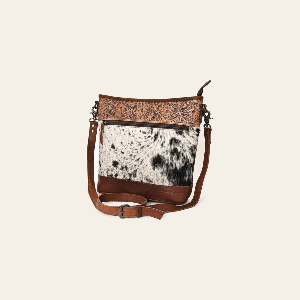 OHLAY Large Crossbody Hand Tooled Hair-On Genuine Leather Women Bag Western Handbag Purse | Womens Handbags Belt for Summer