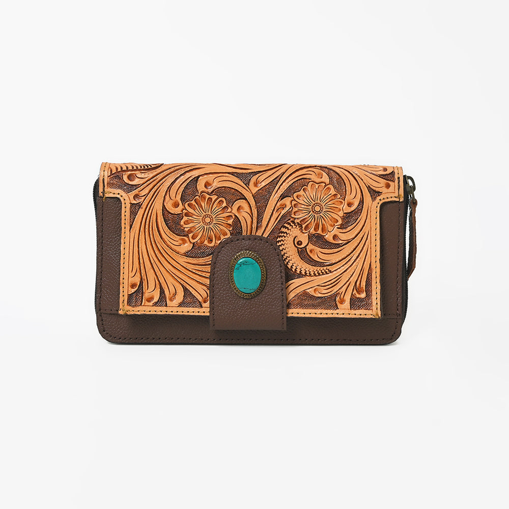 OHLAY Wallet Hand Tooled Genuine Leather Women Bag Western Handbag Purse | Womens Handbags |Leather Belt for Summer