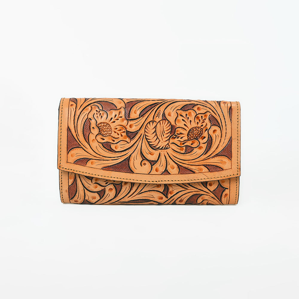 OHLAY Wallet Hand Tooled Genuine Leather Women Bag Western Handbag Purse | Womens Handbags |Leather Belt for Summer