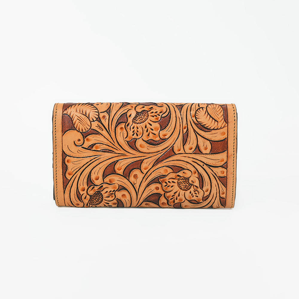 OHLAY Wallet Hand Tooled Genuine Leather Women Bag Western Handbag Purse | Womens Handbags |Leather Belt for Summer