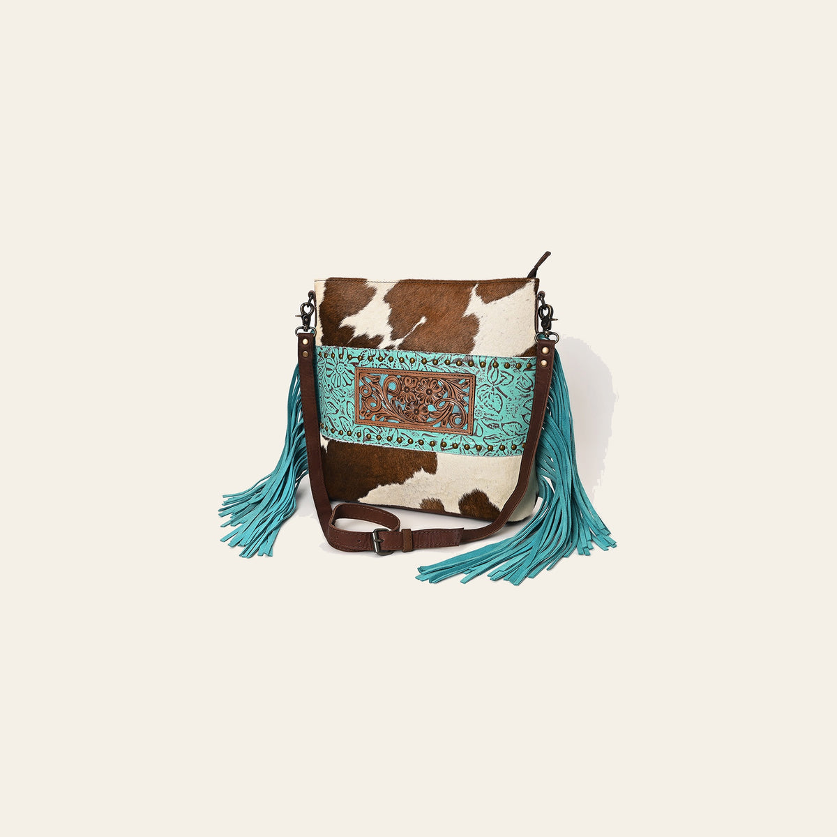 OHLAY Large Crossbody Hand Tooled Embossed Hair-On Genuine Leather Women Bag Western Handbag Purse | Womens Handbags Belt for Summer