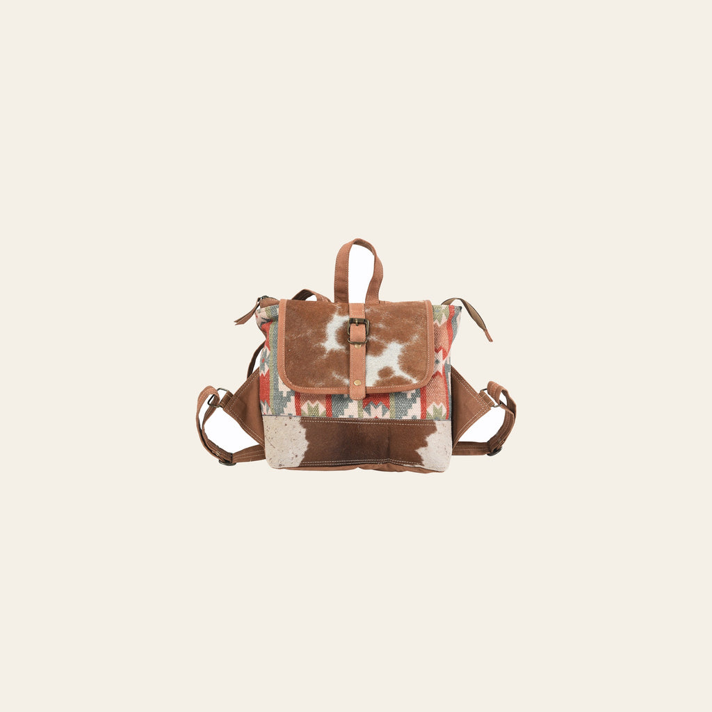 OHLAY Backpack Upcycled Canvas Hair-On Genuine Leather Women Bag Western Handbag Purse Womens Handbags Belt for Purses Summer