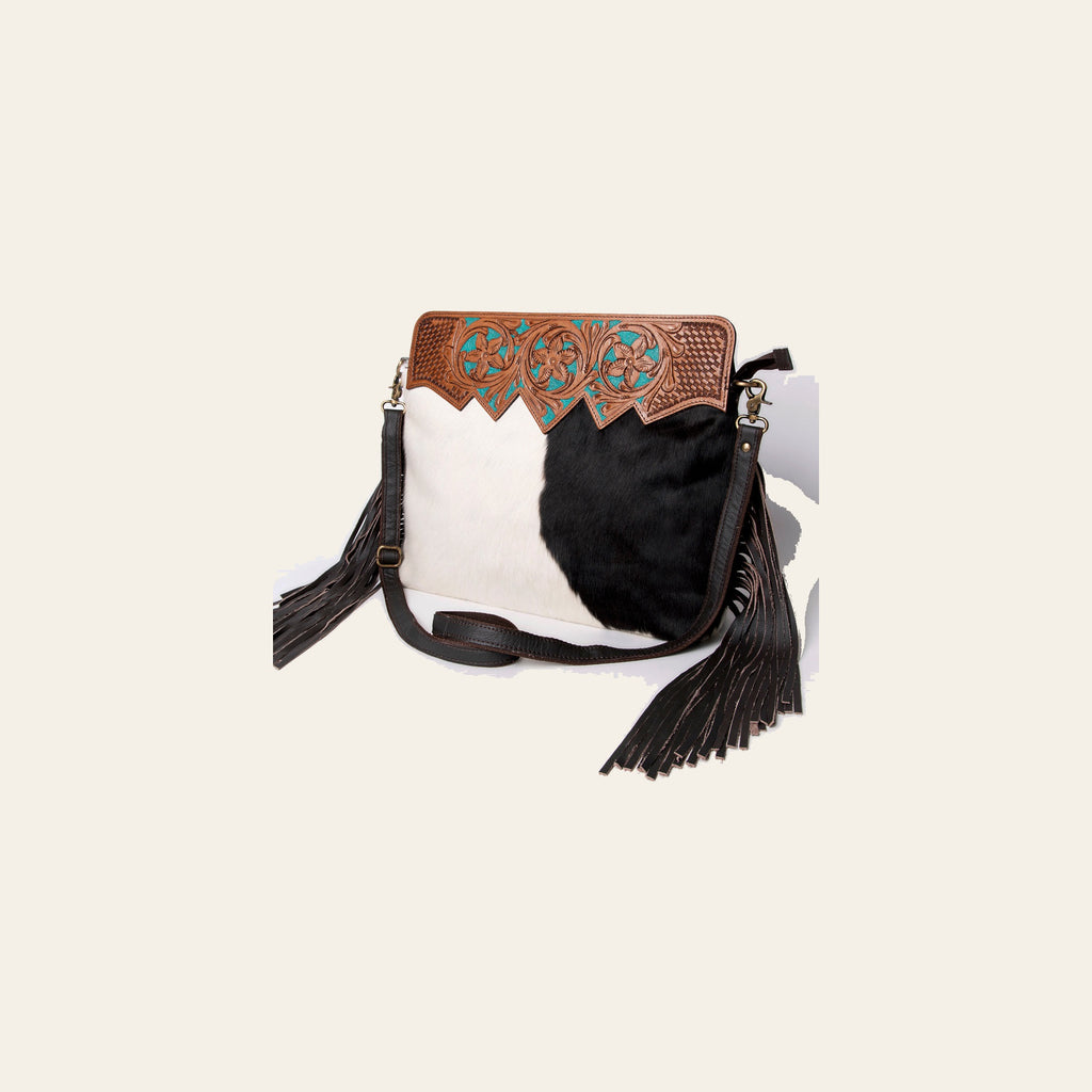 Ohlay Bags KBA107 Cross Body I Hand Tooled Hair-On Genuine Leather Women Bag Western Handbag Purse